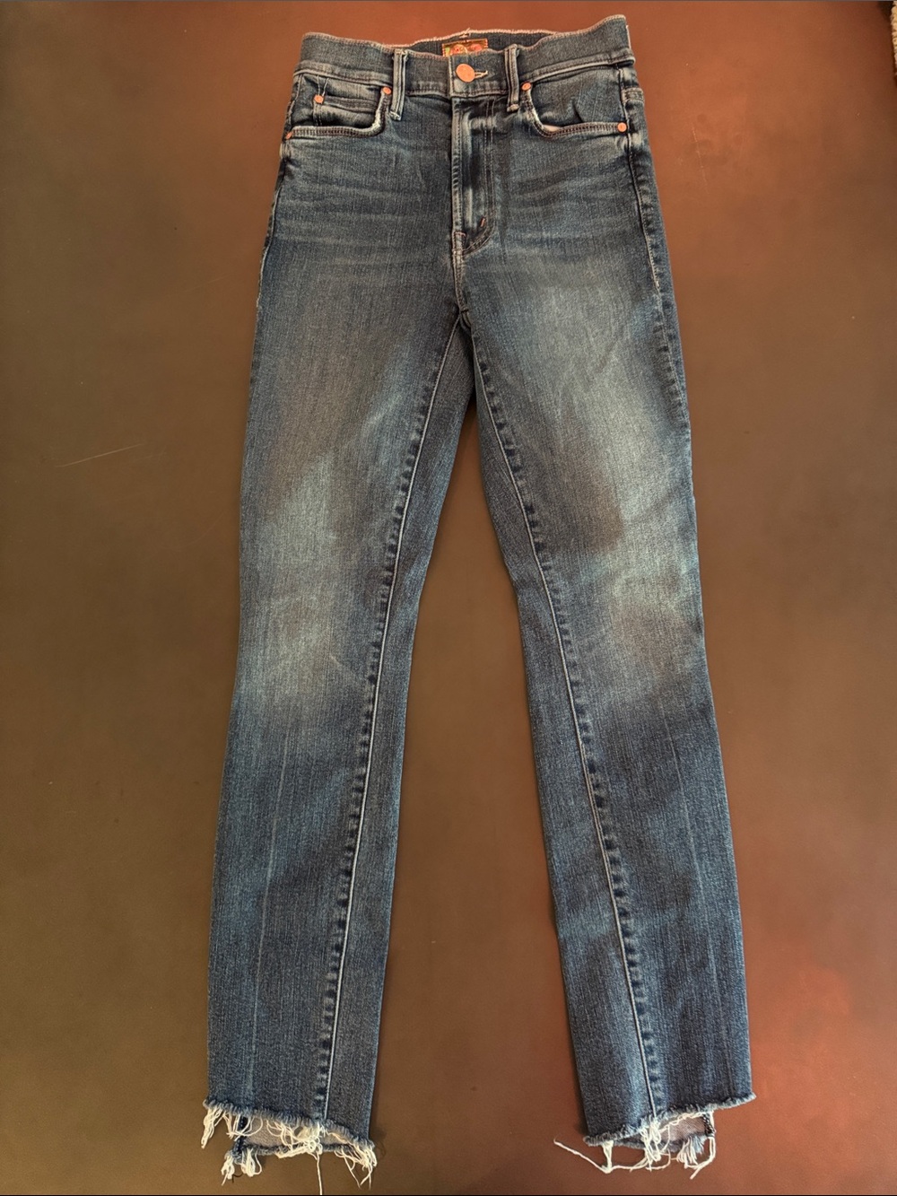 MOTHER High-Rise Slim Jeans in Dark Blue Wash